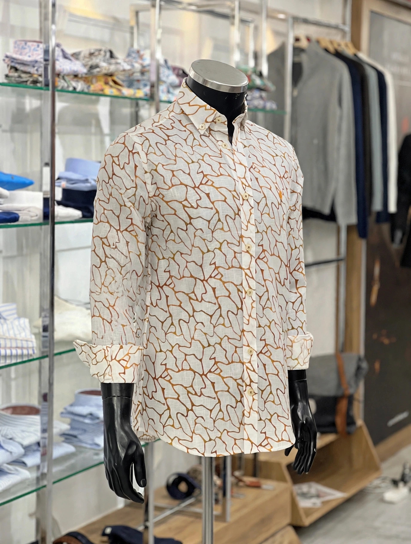 img 20260928 wa4328 Italian Premium Linen Shirt in golden orange print on white