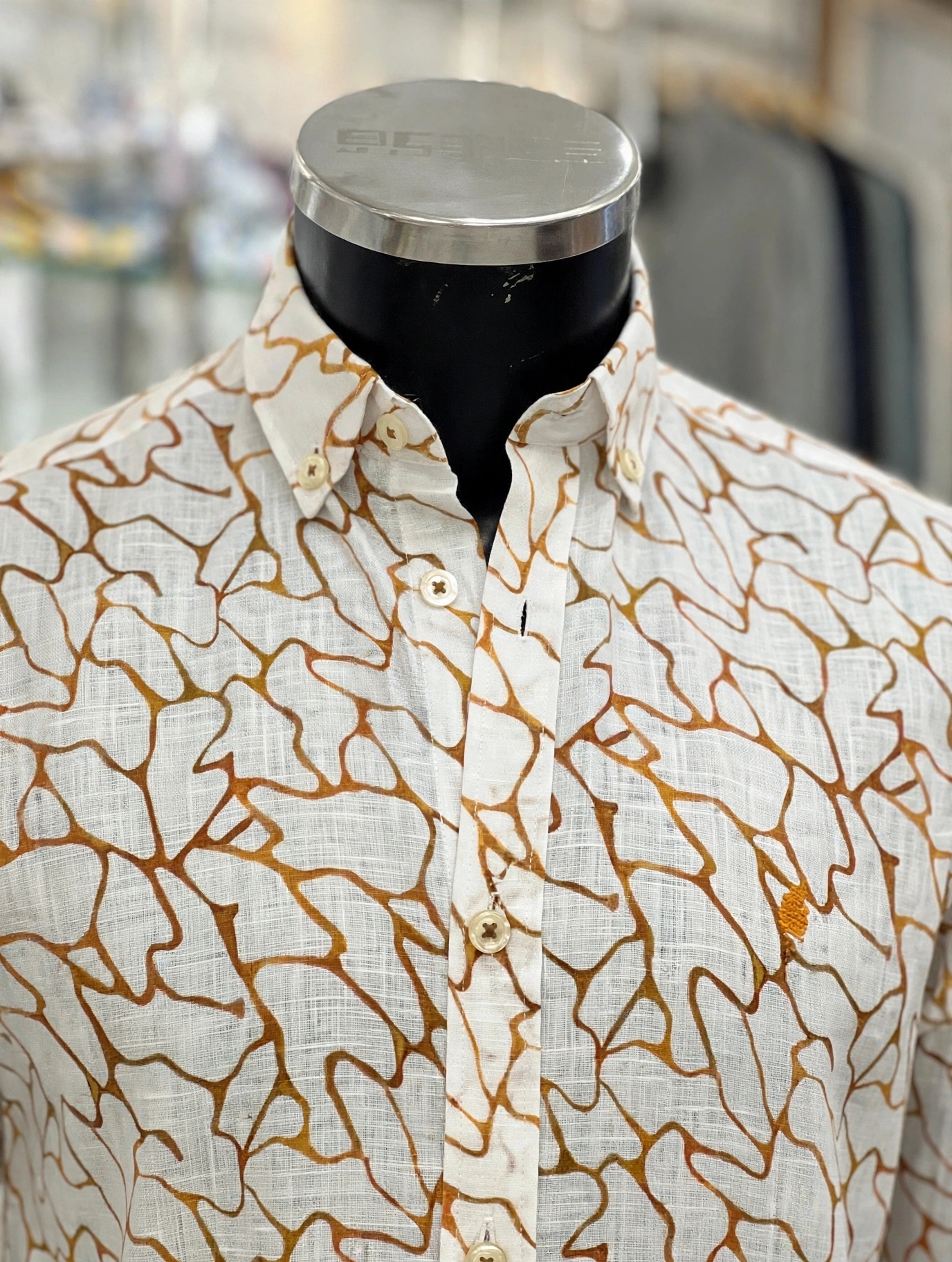img 20260928 wa8026 Italian Premium Linen Shirt in golden orange print on white